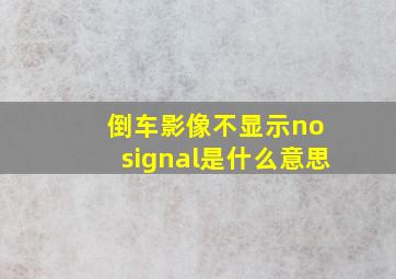 倒车影像不显示no signal是什么意思